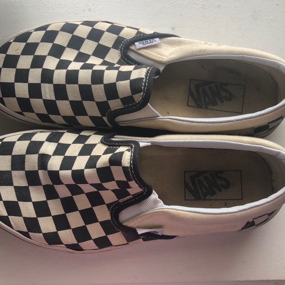 White and Black Checkered Vans